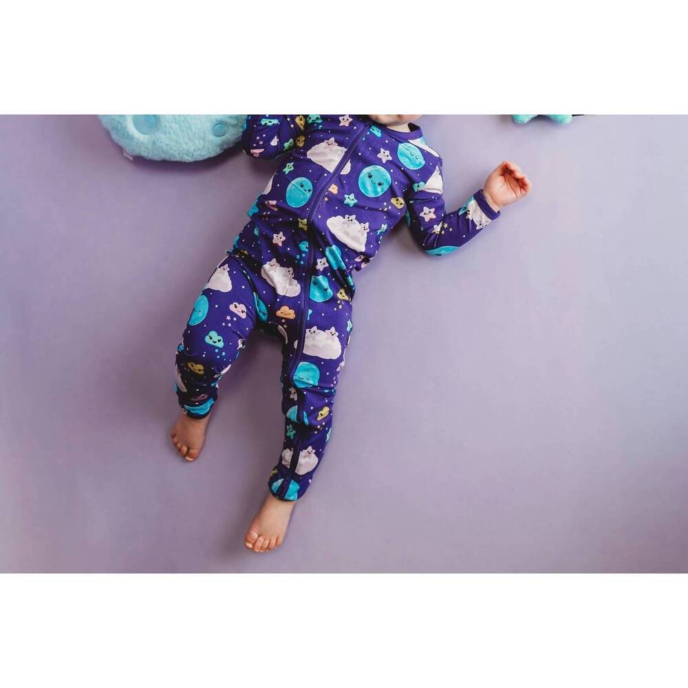NEW SOULBABY mindful moon cozie bamboo romper in purple